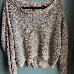 Express Multicolor Knit Crew Neck Sweater